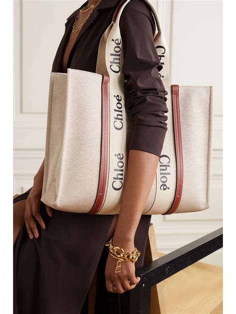 chloe c leather tote bag|chloe medium woody canvas tote.